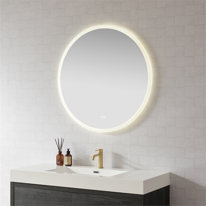 Moscow 36 in. W x 36 in. H Circular Aluminum Frameless LED Bathroom Mirror