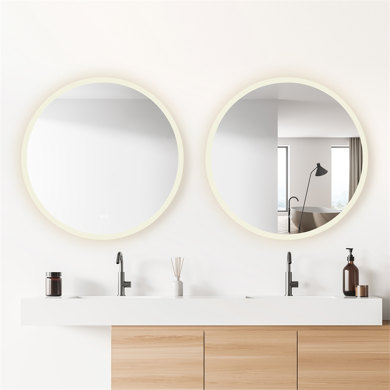 Moscow 36 in. W x 36 in. H Circular Aluminum Frameless LED Bathroom Mirror