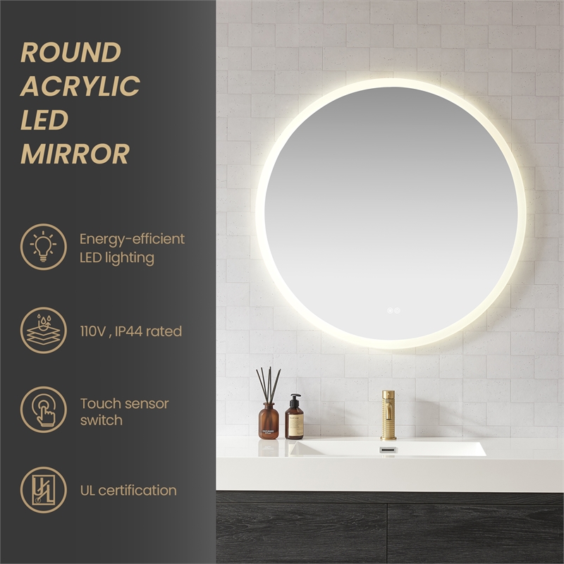 Moscow 36 in. W x 36 in. H Circular Aluminum Frameless LED Bathroom Mirror