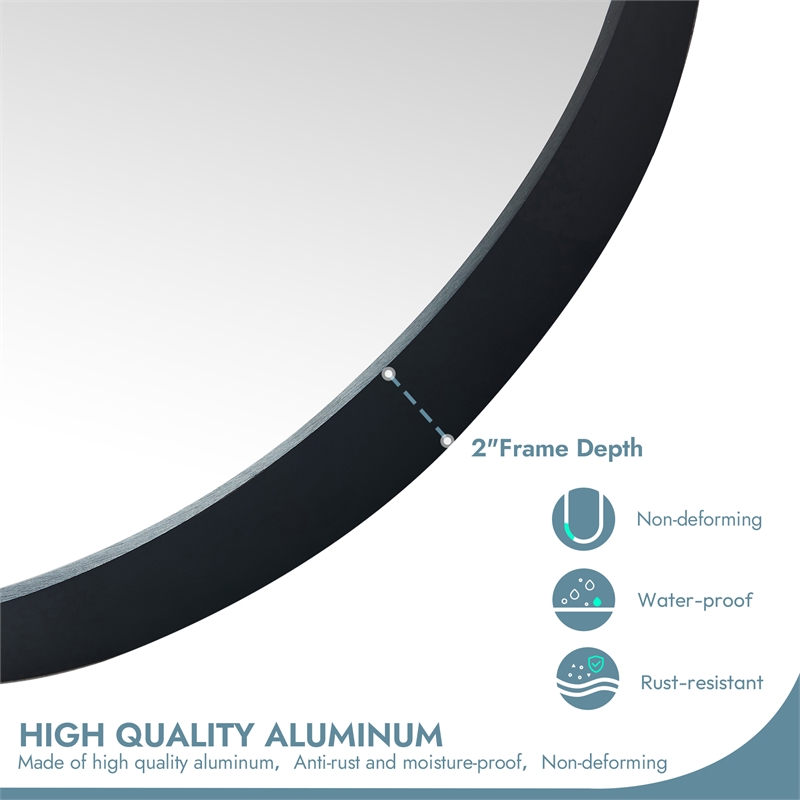 Miajadas 19.7 in. W x 45 in. H Oval Aluminum Framed Bath Mirror in Brushed Black