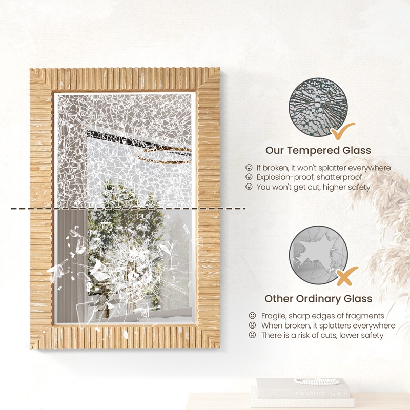 Osaka 24 in. W x 35.8 in. H Wood Framed Bathroom Art Mirror in Washed Ash Grey