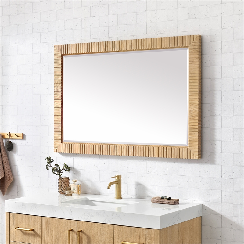 Osaka 48 in. W x 31.9 in. H Wood Framed Bathroom Art Mirror in Washed Ash Grey
