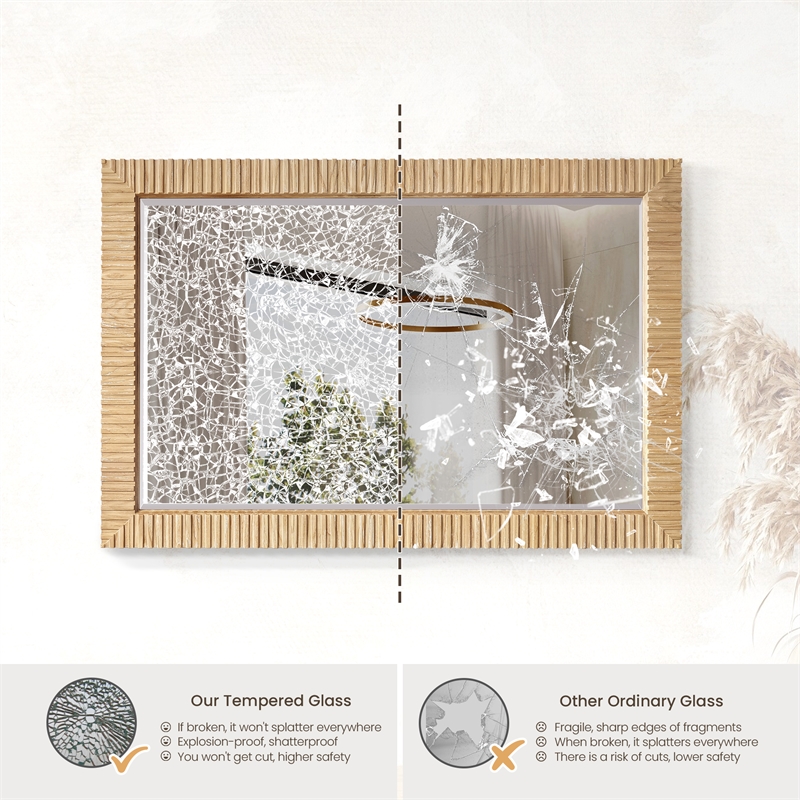 Osaka 48 in. W x 31.9 in. H Wood Framed Bathroom Art Mirror in Washed Ash Grey