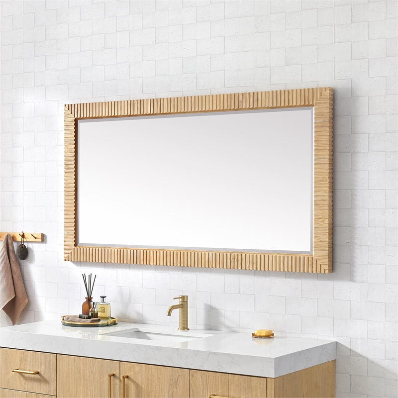 Osaka 60 in. W x 31.9 in. H Wood Framed Bathroom Art Mirror in Washed Ash Grey