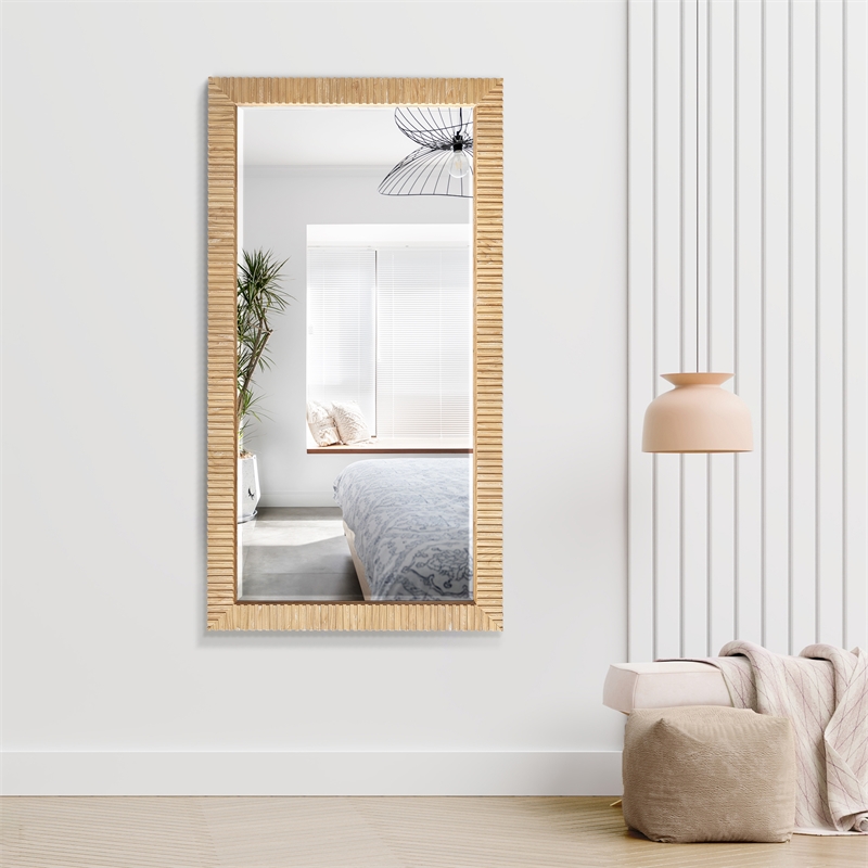 Osaka 60 in. W x 31.9 in. H Wood Framed Bathroom Art Mirror in Washed Ash Grey