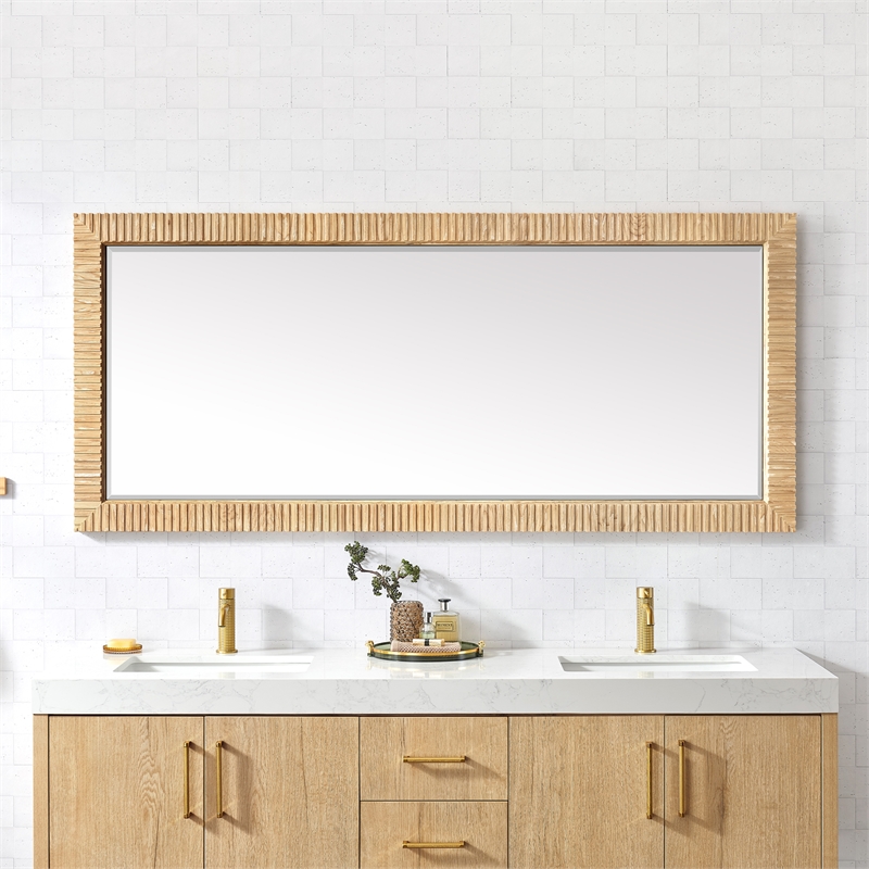 Osaka 72 in. W x 31.9 in. H Wood Framed Bathroom Art Mirror in Washed Ash Grey