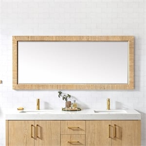Osaka 72 in. W x 31.9 in. H Wood Framed Bathroom Art Mirror in Washed Ash Grey