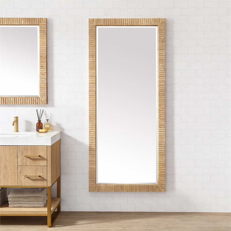 Osaka 72 in. W x 31.9 in. H Wood Framed Bathroom Art Mirror in Washed Ash Grey