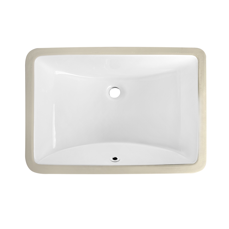 Lyon Rectangular Undermount Ceramic Bathroom Sink with Overflow in White