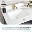 Lyon Rectangular Undermount Ceramic Bathroom Sink with Overflow in White