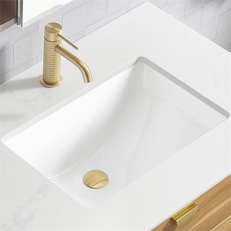 Lyon Rectangular Undermount Ceramic Bathroom Sink with Overflow in White