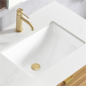 Lyon Rectangular Undermount Ceramic Bathroom Sink with Overflow in White