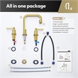 Vinnova New York Widespread Brushed Gold Bathroom Basin Sink Faucet