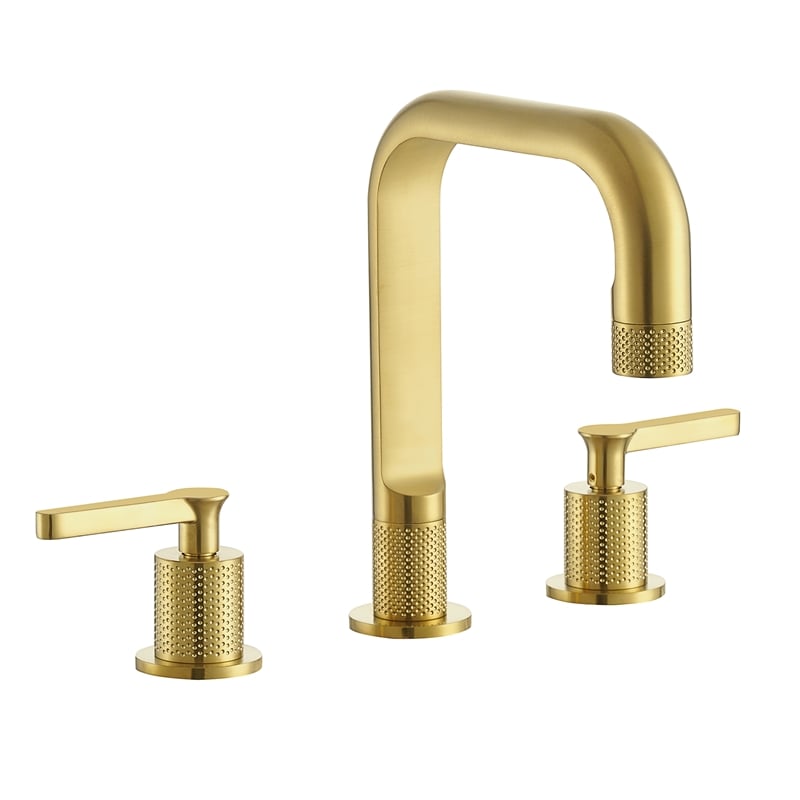 Vinnova New York Widespread Brushed Gold Bathroom Basin Sink Faucet