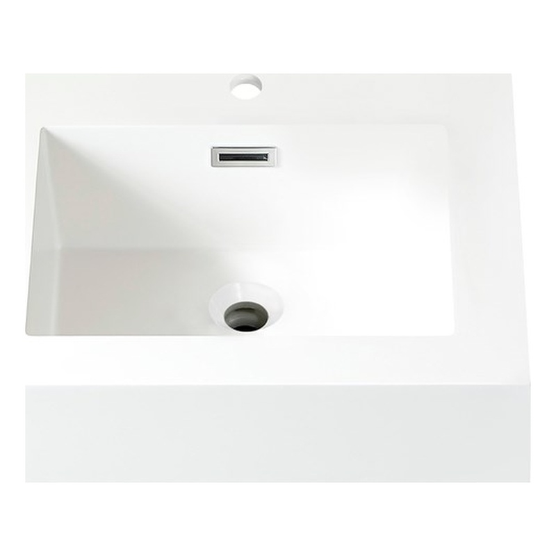 Ablitas 17.7 in. Square White Composite Granite Stone Console Bathroom Sink