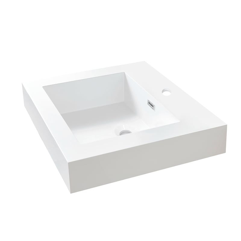 Ablitas 24 in. Rectangular White Composite Granite Stone Console Bathroom Sink