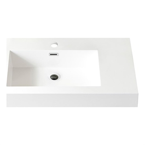 Ablitas 35.8 in. Rectangular White Composite Granite Stone Console Bathroom Sink