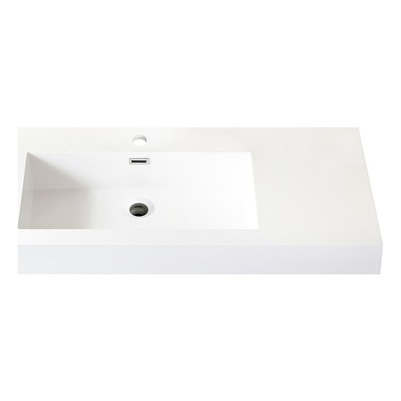 Ablitas 48 in. Rectangular White Composite Granite Stone Console Bathroom Sink