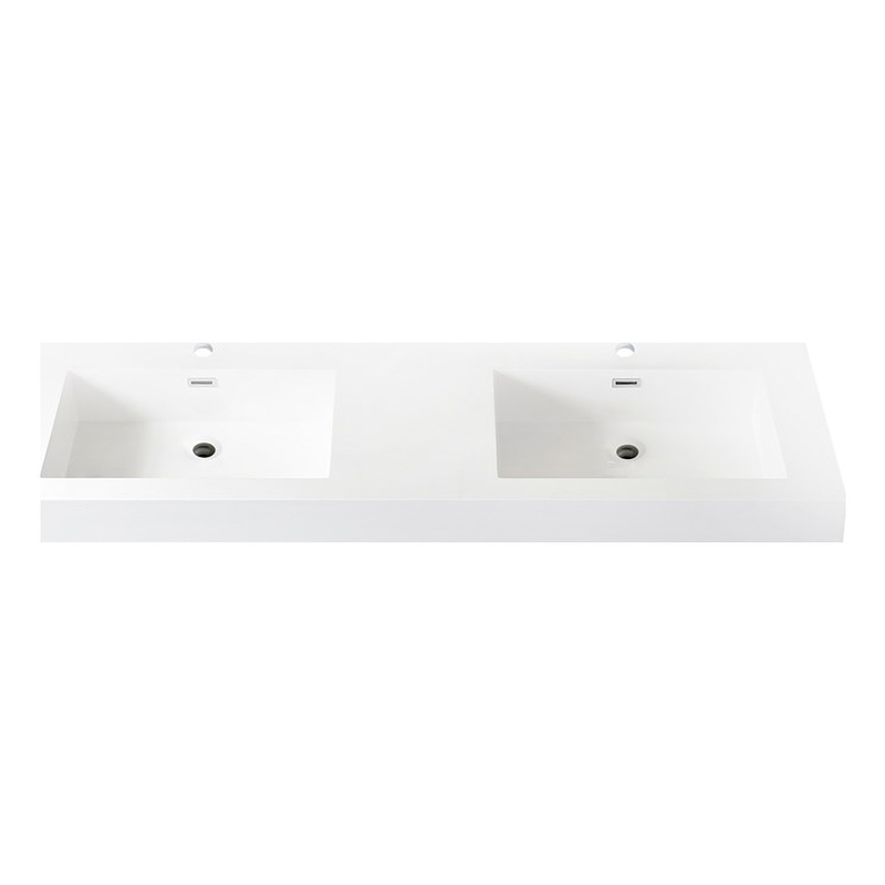 Ablitas 59.8 in. Rectangular White Composite Granite Stone Console Bathroom Sink
