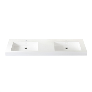 Ablitas 71.7 in. Rectangular White Composite Granite Stone Console Bathroom Sink