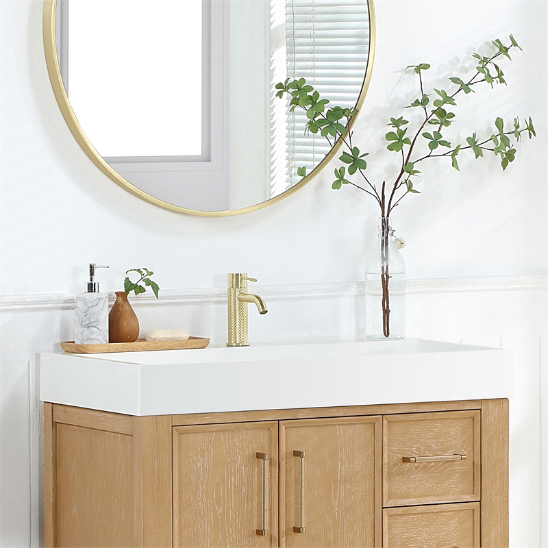 Vera 35.4 in. Rectangular White Composite Granite Stone Console Bathroom Sink