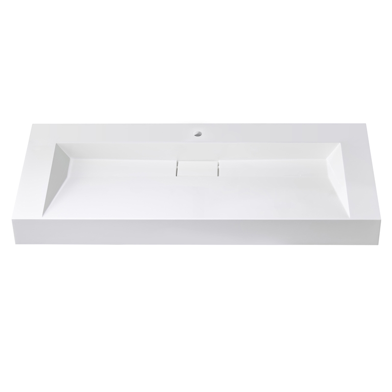 Vera 47.4 in. Rectangular White Composite Granite Stone Console Bathroom Sink
