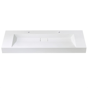 Vera 60 in. Rectangular White Composite Granite Stone Console Bathroom Sink