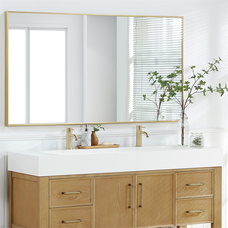 Vera 60 in. Rectangular White Composite Granite Stone Console Bathroom Sink
