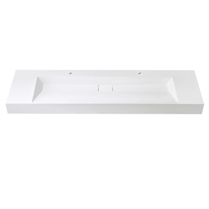 Vera 72 in. Rectangular White Composite Granite Stone Console Bathroom Sink