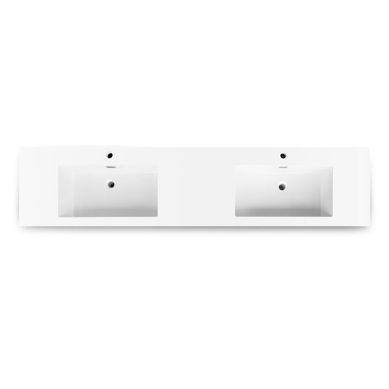 Ablitas 84 in. Rectangular White Composite Granite Stone Console Bathroom Sink