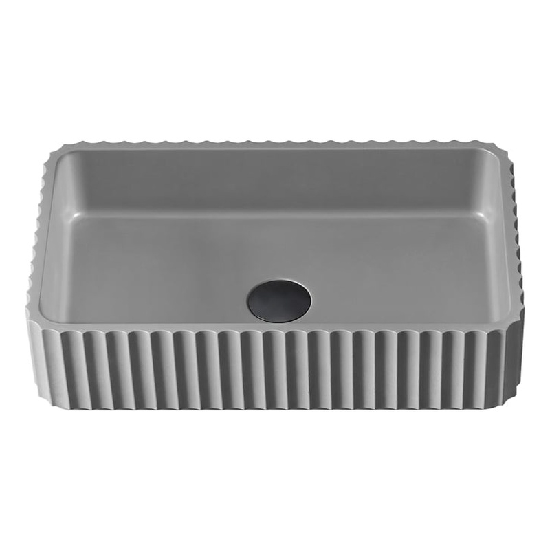 Sao Paulo Rectangular Concrete Vessel Bathroom Sink in Gray