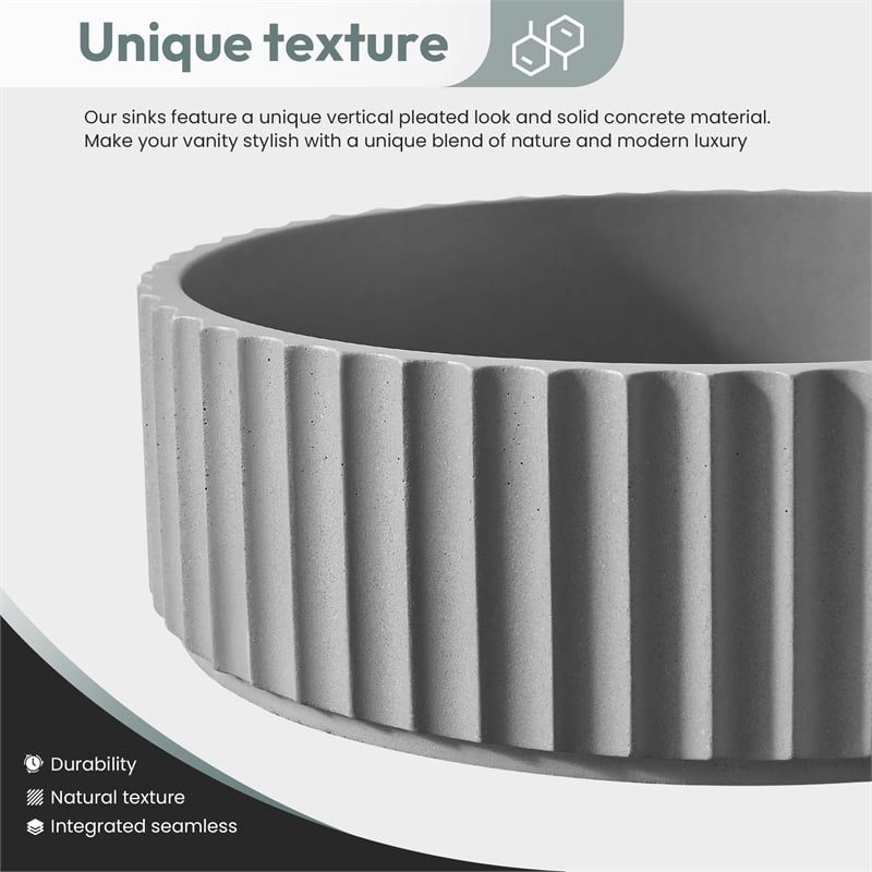 Lagos Circular Concrete Vessel Bathroom Sink in Gray