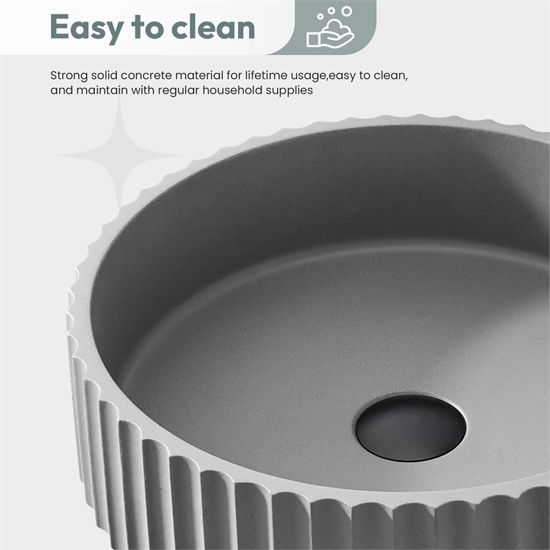 Lagos Circular Concrete Vessel Bathroom Sink in Gray