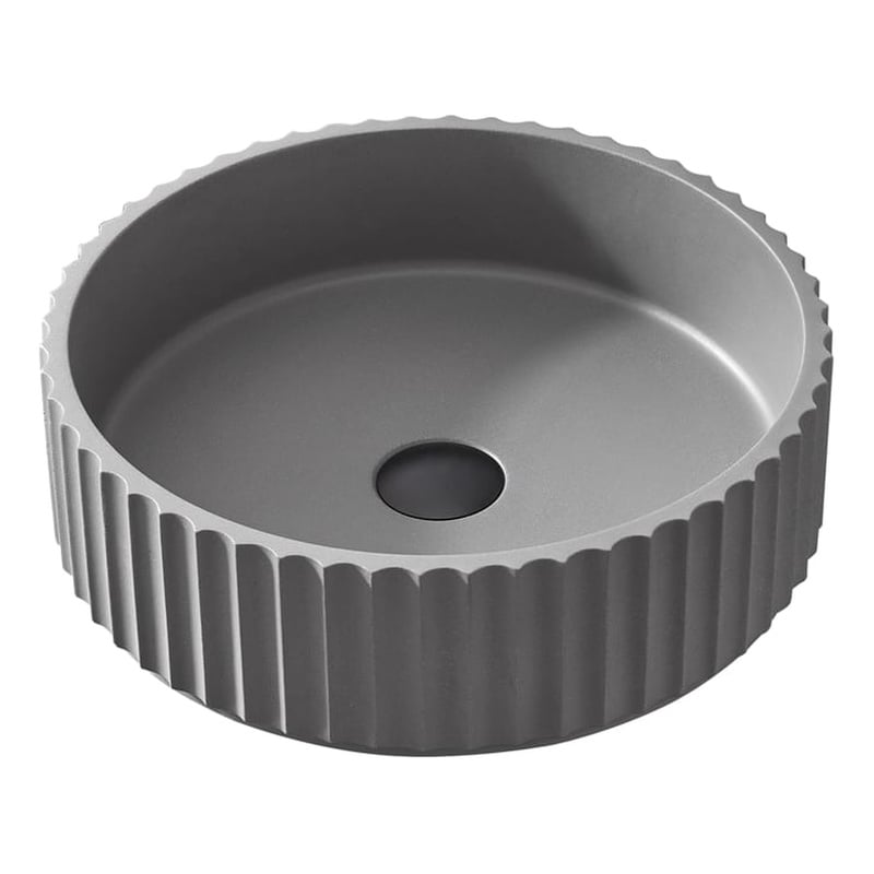 Lagos Circular Concrete Vessel Bathroom Sink in Gray