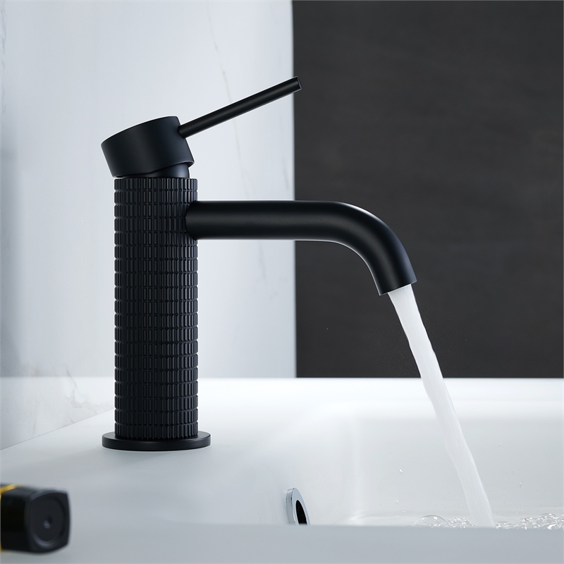 Mendavia Single Handle Basin Bathroom Faucet in Matte Black