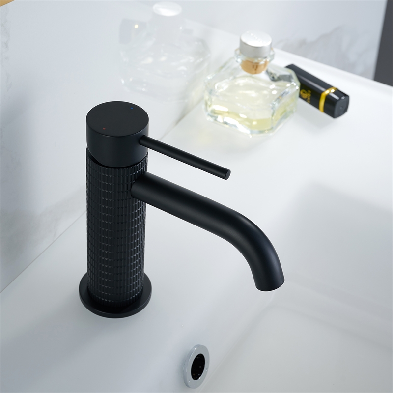 Mendavia Single Handle Basin Bathroom Faucet in Matte Black
