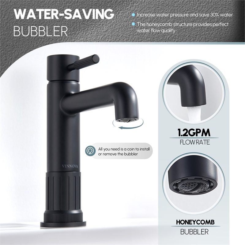 Mexico Single High Handle Hole Lever Vessel Matte Black Bathroom Faucet