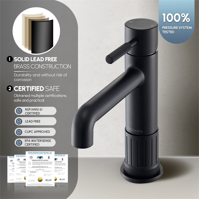 Mexico Single High Handle Hole Lever Vessel Matte Black Bathroom Faucet
