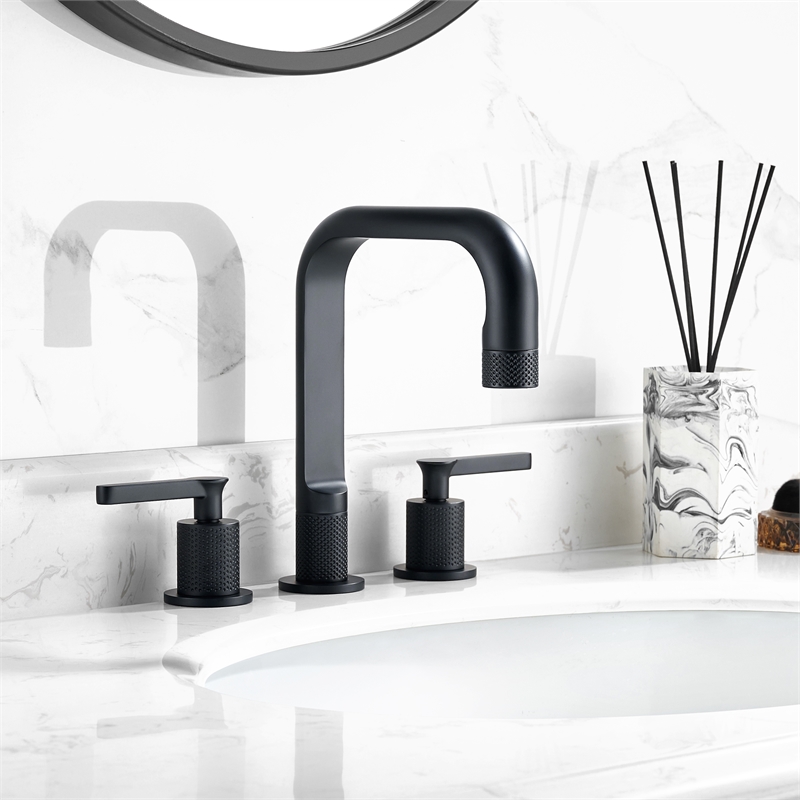 New York Widespread Matte Black Bathroom Basin Sink Faucet
