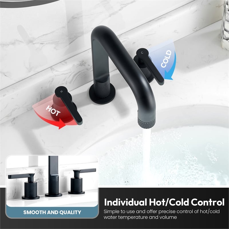 New York Widespread Matte Black Bathroom Basin Sink Faucet