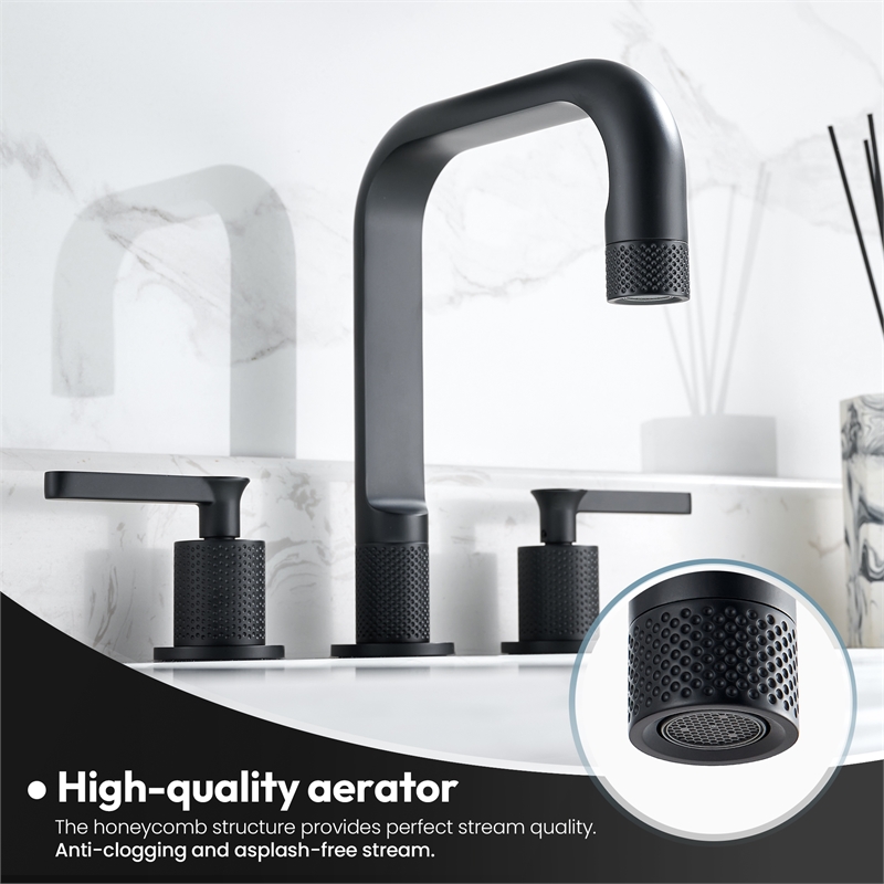 New York Widespread Matte Black Bathroom Basin Sink Faucet