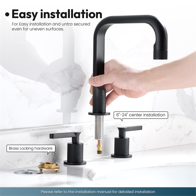 New York Widespread Matte Black Bathroom Basin Sink Faucet