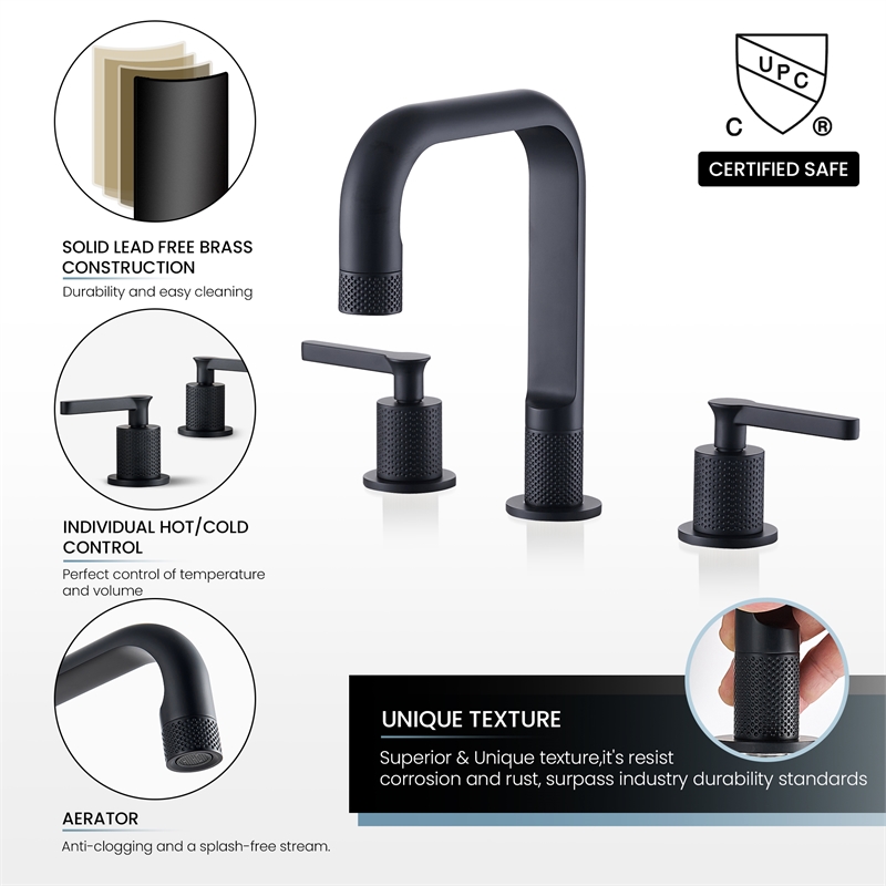 New York Widespread Matte Black Bathroom Basin Sink Faucet