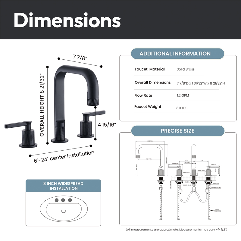 New York Widespread Matte Black Bathroom Basin Sink Faucet