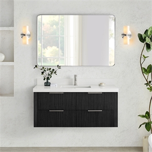 Barcelona 48&quot Single Bath Vanity in Oak Weathered Black with White Quartz Top