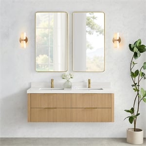 Barcelona 60&quot Double Bath Vanity in Washed Ash Grey with White Quartz Stone Top