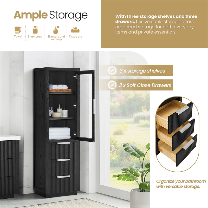 Santarem 21.7in. Solid Wood Storage Cabinet in Oak Weathered Black