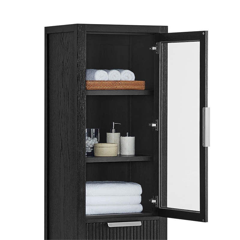 Santarem 21.7in. Solid Wood Storage Cabinet in Oak Weathered Black
