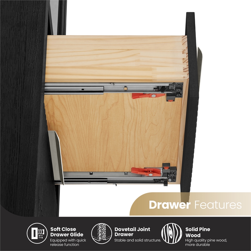 Santarem 21.7in. Solid Wood Storage Cabinet in Oak Weathered Black