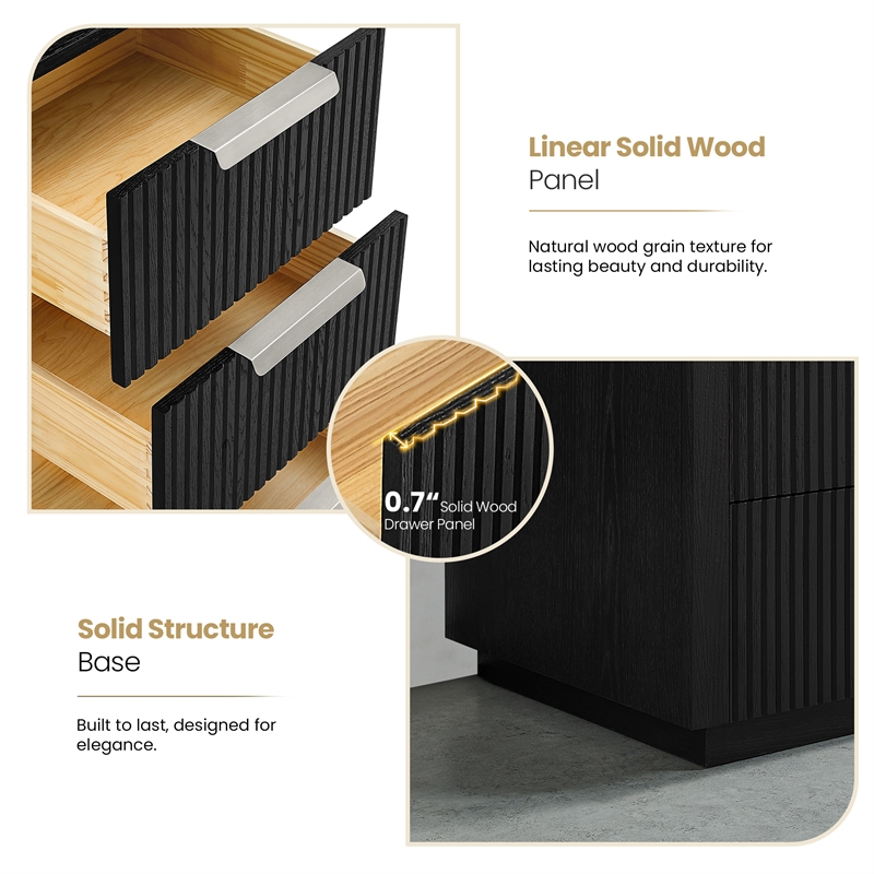 Santarem 21.7in. Solid Wood Storage Cabinet in Oak Weathered Black